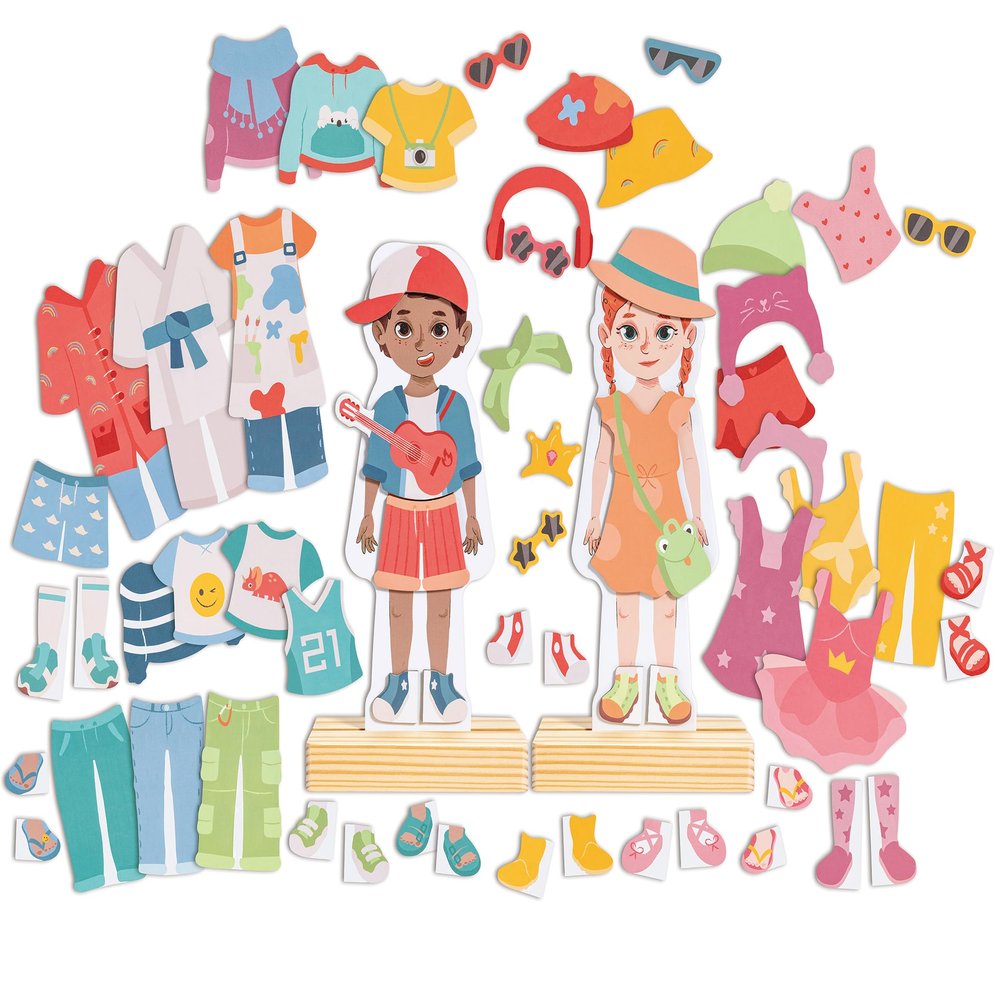 Magnetic Dress Up Puzzle with Wooden Base Creative Set