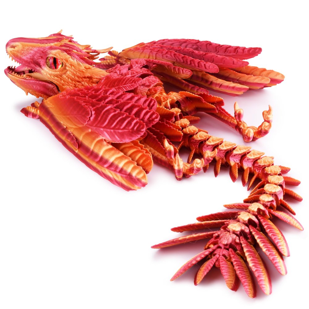Guwewu Feathered Wyvern Dragon, 3D Printed Dragon, Articulated Dragon, Fidget Dragon, 3D Printed Toys, Desktop Pet (Infernostride)