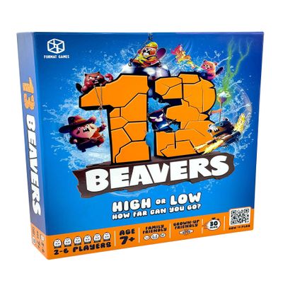 13 Beavers Board Game - The Riveting Beaver Journey, Family-Friendly Card Guessing Adventure, Ever-Changing Gameplay! Ages 7+, 2-6 Players, 30-45 Minute Playtime, Made by Format Games