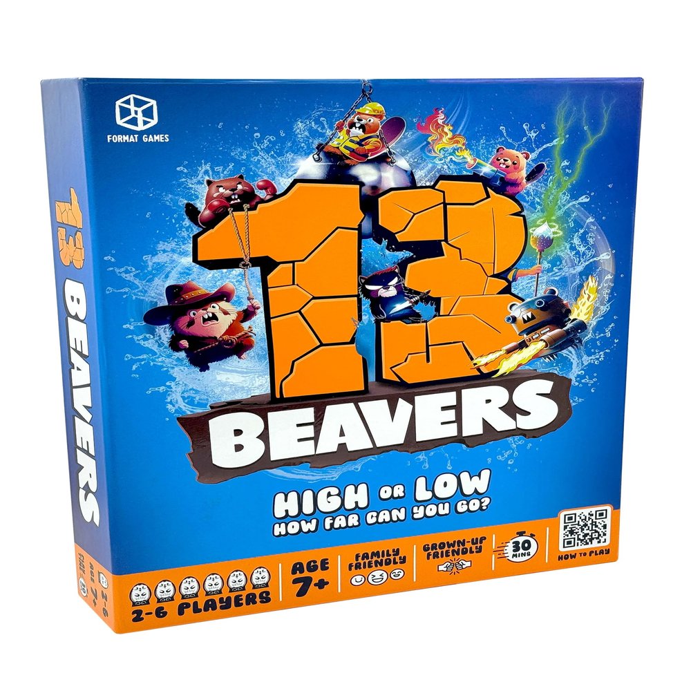 13 Beavers Board Game - The Riveting Beaver Journey, Family-Friendly Card Guessing Adventure, Ever-Changing Gameplay! Ages 7+, 2-6 Players, 30-45 Minute Playtime, Made by Format Games