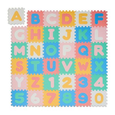 Relaxdays 10048919 Puzzle Mat ABC and Numbers, 36 Pieces, Children's Play Mat, W x D: 171 x 171 cm, BPA-Free, Foam, Multi-Coloured