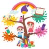 Kids Bedroom Nursery Daycare Art Concept Kids On Tree Design Removable Vinyl Wall Sticker Decoration - 20" x 24" Home Living Room Cartoon Drawing Art Adhesive Kindergarten Wall Decal view 2