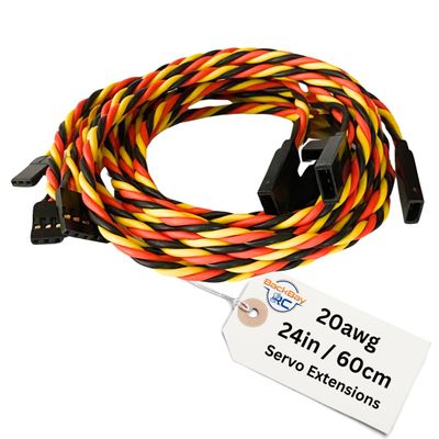 BackBayRC - 20awg Servo Extension Wire - 100 Strands for RC Vehicles, Drones, E-Bikes - 6 Lengths / 5 Wires per Pack (60CM / 24in / 2ft)
