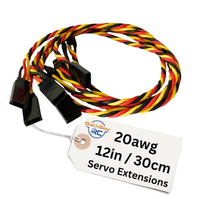 BackBayRC - 20awg Twisted Servo Extension Cable - 100 Strands for RC Vehicles, Drones, E-Bikes - 6 Lengths / 5 Wires per Pack (30CM / 12in / 1ft)