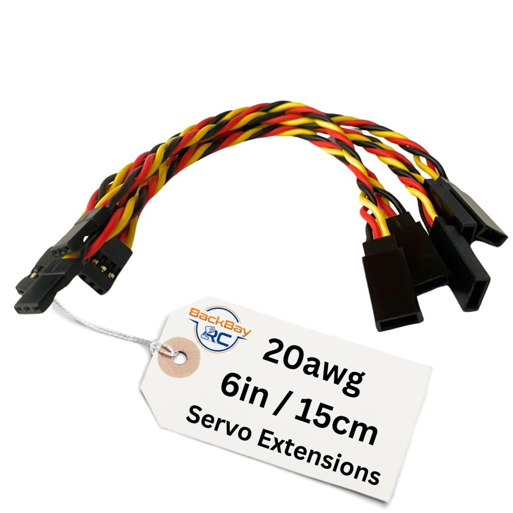 BackBay R/C 20awg Twisted Servo Extension Cable - 100 Strands for RC Vehicles, Drones, E-Bikes - 6 Lengths / 5 Wires per Pack (15CM / 6in / 1/2ft)