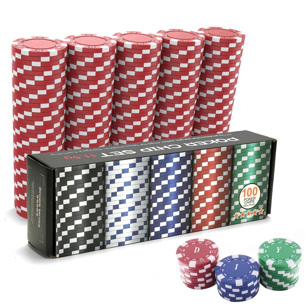 CUNHUY 100PCS Red Poker Chips, Casino Poker Chips Set, 11.5 Gram Plastic Poker Chips Clay Blank Game Chips for Poker Card Games Texas Holdem Blackjack Gambling (Red)