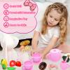 Kizadee Silicone Kids Tea Set, Pretend Play Tea Party Set for Girls, Food Grade Kids Kitchen Tea Set Accessories for Party (Pink), Ki-ch-001 view 3