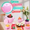 Kizadee Silicone Kids Tea Set, Pretend Play Tea Party Set for Girls, Food Grade Kids Kitchen Tea Set Accessories for Party (Pink), Ki-ch-001 view 4