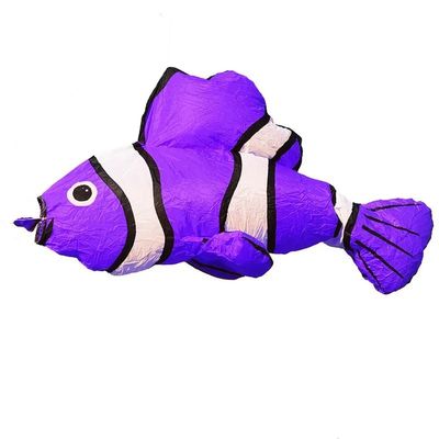 8ft 7-Color Software Frameless Clownfish Kite, Adult Giant 3D Kite, Pendant Inflatable Performance, Tear Resistant Nylon Fabric Bag (Purple)