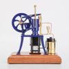 YILQ Retrol Hot Air Stirling Engine Model, R01 1/12 Scale Pumping Engine Model Water-Cooled Stirling External Combustion Engine Mechanical Set, Desktop Educational Toy Gift for Adults (Blue Version) view 3