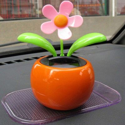 GENERIC Hanhtatsu, 1 Pc Solar Powered Dancing Flower Car Dashboard Ornaments Swinging Toy Car Accessories Auto Interior Decoration Gifts for Friend - (Color Name: Orange)