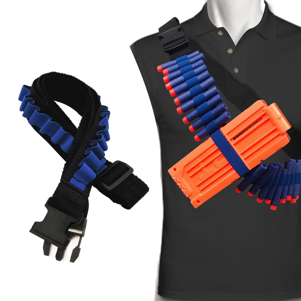 WALWAL Elite Tactical Toy Bullet BandolierAdjustable High Capacity Dart Carrier Compatible for Nerf Elite Blasters - Foam Ammunition Game Accessory with Elastic Rope