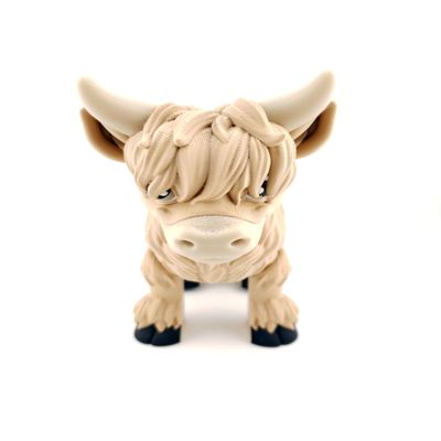 3D Printed Highland Cow Desk Decor - Multicolor Fancy Cow Figurine, Toonz Factory Hairy Cattle, Fidget Office Decor, Articulated (Medium)