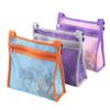 LEAFOREST Mesh Beach Bag for Collecting Seashell Sand Toy Seashell Bag whit Adjustable Carrying Straps for Boys and Girls(Lake Blue+Purple+Pink) view 1