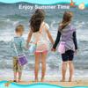 LEAFOREST Mesh Beach Bag for Collecting Seashell Sand Toy Seashell Bag whit Adjustable Carrying Straps for Boys and Girls(Lake Blue+Purple+Pink) view 2