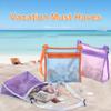 LEAFOREST Mesh Beach Bag for Collecting Seashell Sand Toy Seashell Bag whit Adjustable Carrying Straps for Boys and Girls(Lake Blue+Purple+Pink) view 3