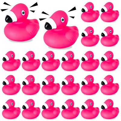 24 Pcs Flamingo Rubber Ducks,Cruise Ducks,Rubber Ducks in Bulk,Pink Flamingo Ducks Floating Squeaky Mini Ducks for Party Favors,Car Dashboard Decorations