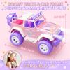 DEERC Pink Remote Control Car for Girls with Fog Mist & Music, 1:16 RC Car with LED Lights for Kids, 2.4Ghz All Terrain SUV Truck Gifts, Off-Road Racing Vehicle Toy Car, Girls Toys view 2