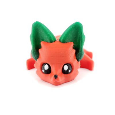 Sara The Strawberry Fox - 7.5" Articulated 3D Printed Fidget Toy | Fantasy Creature Collectible | Sensory Desk & Travel Companion
