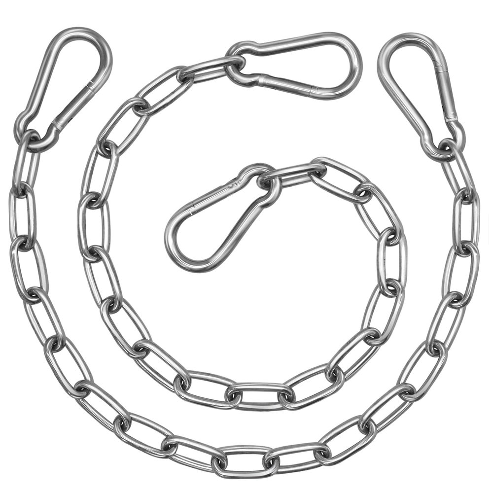 2 Pack Hanging Swing Chain with 4 Carabiners 25in, 660LB Capacity Heavy Duty Hammock Hardware Kit for Punching Bags, Swing Chairs, Indoor & Outdoor Gym (Silver)