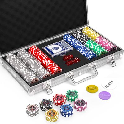 300pcs Poker Chip Set Denominations Poker Chip Set Numbered Chips Texas Holdem,Professional Casino Chips,Clay 11.5 Gram Chip Aluminum Case Texas Holdem Chips Blackjack Gaming Poker Games Poker Set