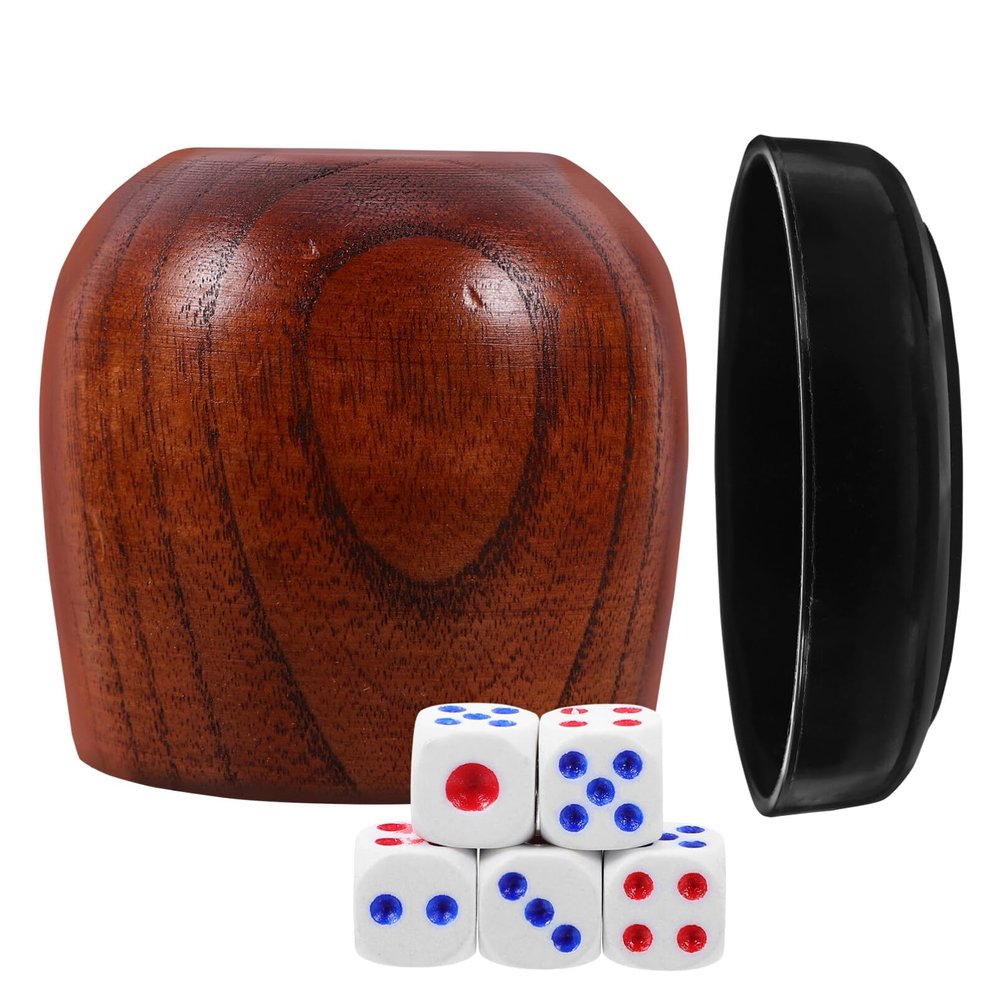 Abaodam Dice Cup Set with Lid and 5 Small Dice for Board Games Family Gatherings Indoor Entertainment 2.67X2.55 Inch Shaker Game Accessories