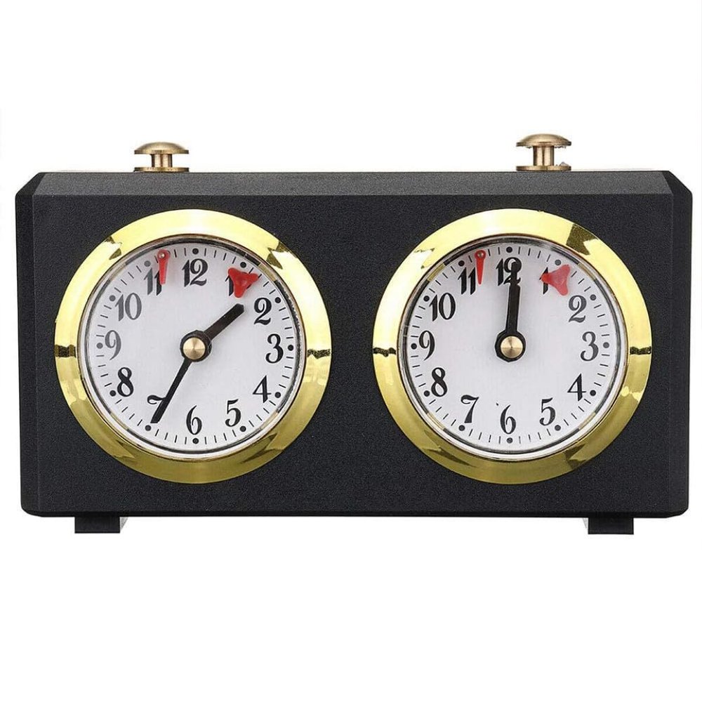 XUEYEGONGJI Chess Clock Timer Mechanical Chess Clock Vintage Game Timer Count UP/DOWN Portable for Chess Game Chess Clock, Black