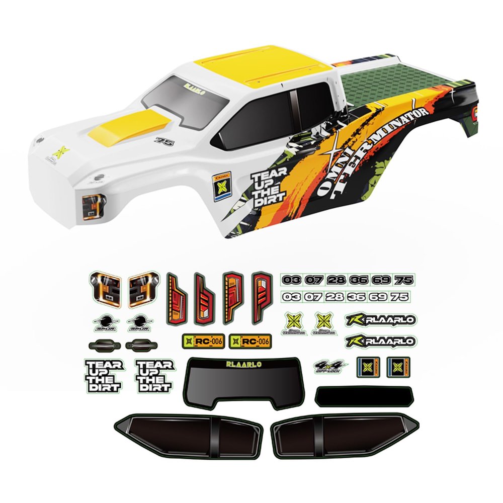AMORIL 1.2MM PC Car Shell for RC Brushless Truck Mini 1/10 RZ001G-A,1PCS,Part Number R11165, Orange and White