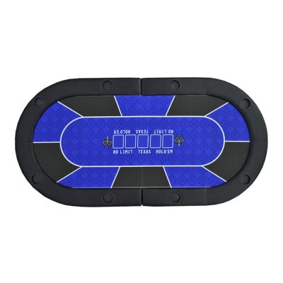FQMYLTYN 71" Portable Foldable Poker Tabletop, Oval Texas Hold'em Poker Table Top with Oxford Bag & 8 Cup Holders, for Casino Games, Blackjack, Play Cards & Craps, No Assembly Required (Color : Blue)