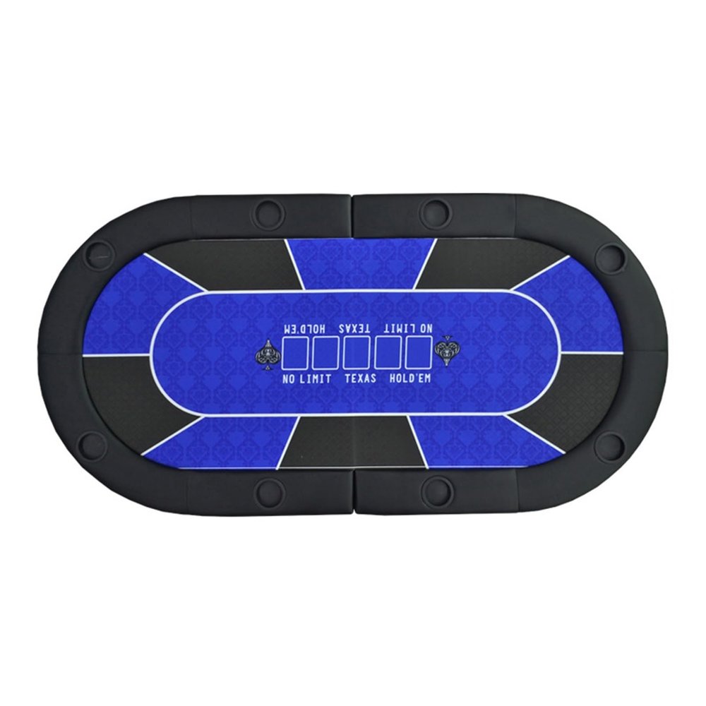 FQMYLTYN 71" Portable Foldable Poker Tabletop, Oval Texas Hold'em Poker Table Top with Oxford Bag & 8 Cup Holders, for Casino Games, Blackjack, Play Cards & Craps, No Assembly Required (Color : Blue)