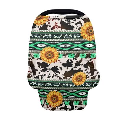 Coldinair Aztec Baby Car Seat Covers for Boys Girls Multi-use Cover Sunflower Baby Carseat Canopy Cow Print Nursing Cover for Breastfeeding