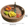 Gtzly Round Rattan Woven Serving Tray Rattan Floating Breakfast Tray with Handles, Swimming Pool Floats, Essential Floating Food Tray for Pool Activities (Color : White, Size : 80 * 80 * 20cm) view 2