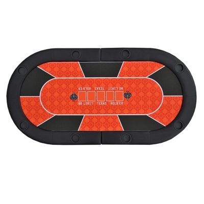 71" Portable Foldable Poker Tabletop, Oval Texas Hold'em Poker Table Top with Oxford Bag & 8 Cup Holders, for Casino Games, Blackjack, Play Cards & Craps, No Assembly Required ( Color : Orange )