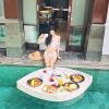 Floating Tray, Aluminum Frame Pool Tray, White Leaf Shape Swimming Floating Pool Tray for Drinks, Snacks, and Essentials, Perfect for Pool Parties and Relaxin view 1