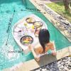Floating Tray, Aluminum Frame Pool Tray, White Leaf Shape Swimming Floating Pool Tray for Drinks, Snacks, and Essentials, Perfect for Pool Parties and Relaxin view 2