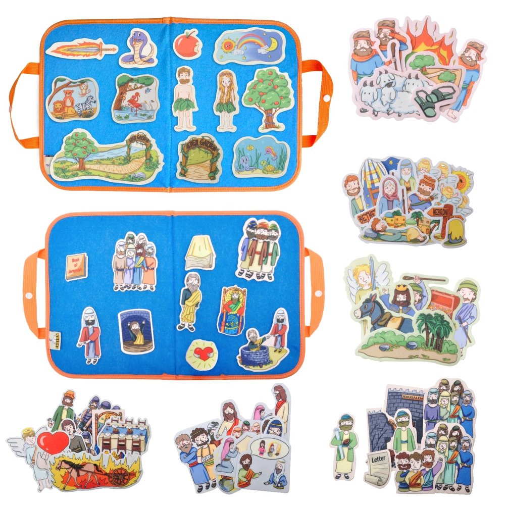 CHEFAN 8 Pack Felt Board Bible Stories Set, Flannel Board Stories,Precut Christian Flannel Graph Bible Toys for Kids