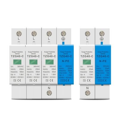 VUBBJCRS Circuit Breaker AC SPD.DIN Rail 1P+NPE 3P+NPE 50ka T1 T2 385V 255V House Holding Surge Protector Protection Low Voltage Arrester Device (Size : 1P NPE)