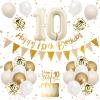 10th Birthday Decorations Sand White Gold,10th Birthday Balloons Beige Gold,Happy 10th Birthday Banner with Cake Toppers Number 10 Balloons for Girls Boys Birthday Party Decoration view 1