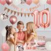 10th Birthday Decorations - Retro Pink Rose Gold, Happy 10th Birthday Banner with Cake Toppers, Number 10 Balloons, Confetti Balloons for Girls Birthday Party view 4