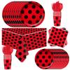 81Pcs Ladybug Party Tableware Set Ladybug Birthday Party Supplies,Paper Plates,Napkins,Cup,knives,Spoons and Forks view 1