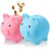 2 Pieces Cute Piggy Bank Cute Plastic Pig Money Bank Adults Unbreakable Piggy Bank Pig Money Box Coin Bank Plastic Saving Coin Box for Boys Girls Kids (Color : Gold, Size : Large) view 1