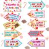 20 Pieces Candyland Decorations Welcome to Candyland Signs Candy Party Decorations for Kids Girls Candy Land Themed Birthday Party Halloween Christmas Trunk or Treat Car Decorations view 1