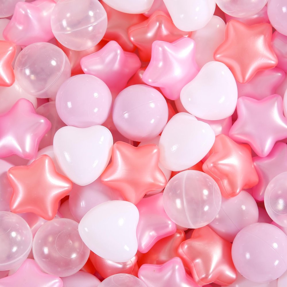 Star Ball Pit Balls for Toddlers- 200 Pcs Crush Proof Plastic Toy Balls for Toddler Ballpit, Ball Pits Play Tent, Baby Pool Water Toys, Christmas Party Decoration, Photo Props