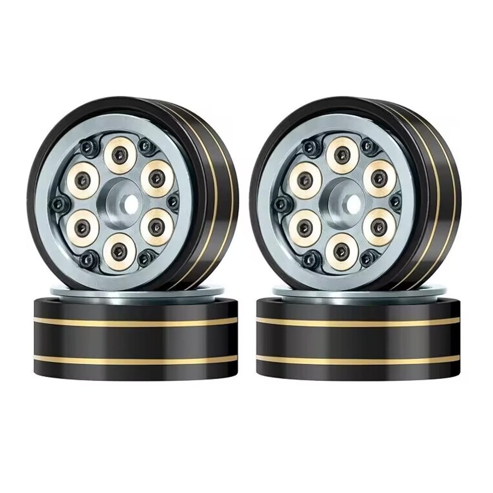 1.0'' Beadlock Wheel Rim Hex 7mm with 6PCS Brass Block Adjustable Weight RC Upgraded Parts for TRX4M AX24 SCX24 FCX24 FCX18 FMS 1/24 1/18 RC Crawler Car, Titanium
