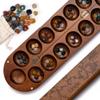 Lingle Deluxe Mancala Set: Real Wood Hinged Board with 48 Natural Multicolor Stones - Authentic African Petroglyphs, Foldable Design for 2-Player Strategy Game view 1
