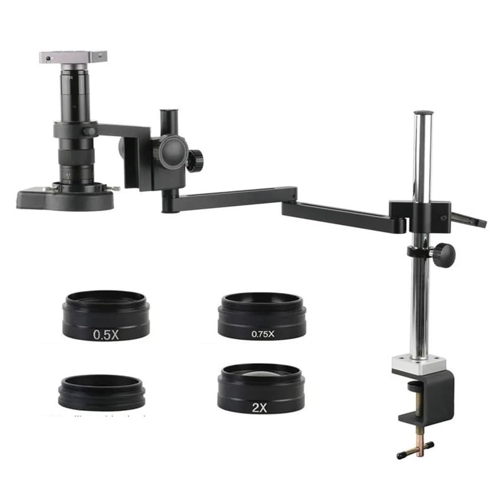 Microscope Kit 120X180X 200X Zoom 41MP Video Microscope Camera Collapsible Adjustable Articulating Clamp Holder Arm Stand PCB Soldering Set Kit Microscope Lens Adapters ( Color : 37MP 2K HDMI USB , Si