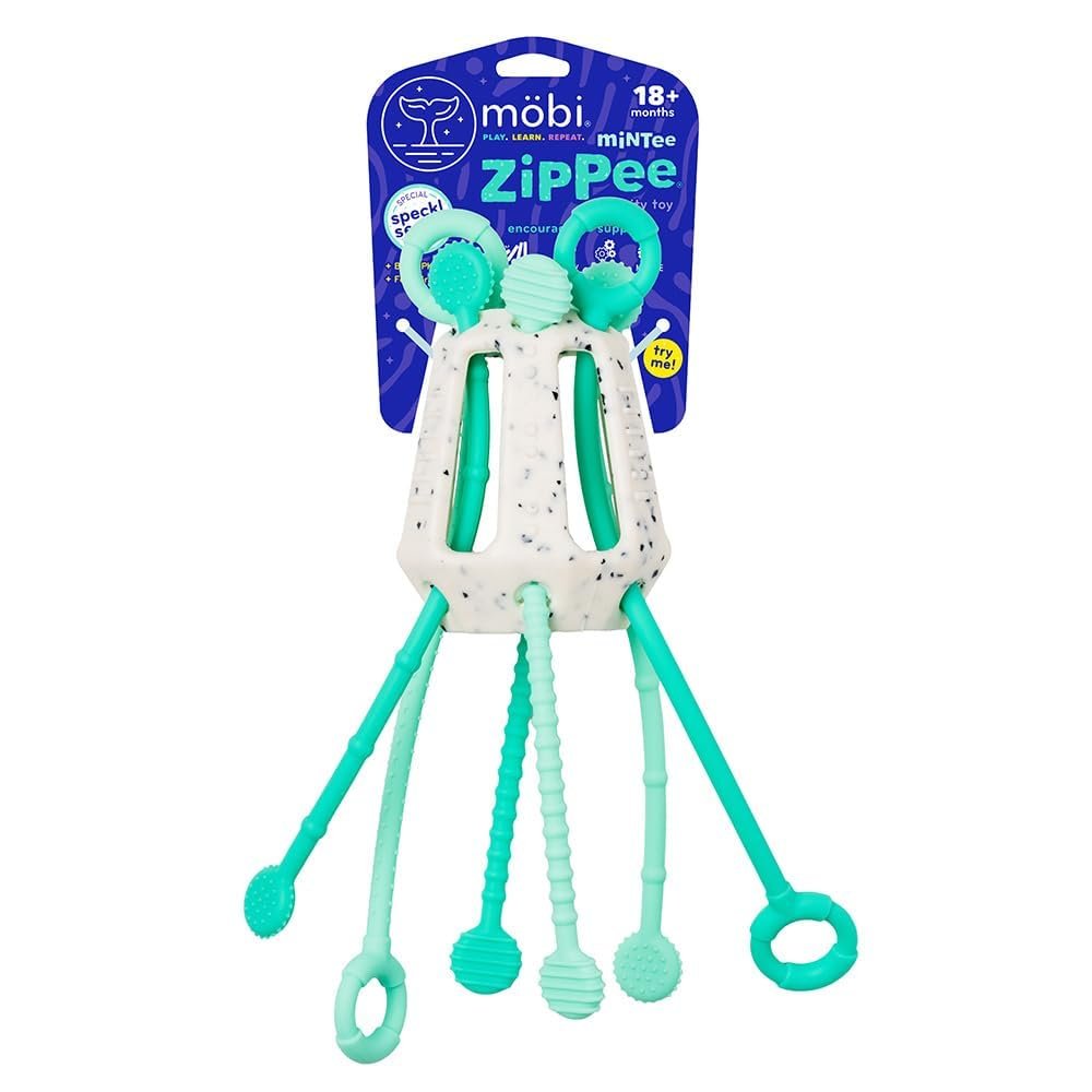 Mobi Zippee Activity Toy - Sensory Activities for Toddlers and Kids, BPA-Free and Food Grade Silicone, Montessori Learning Games for Ages +1 (Mintee)