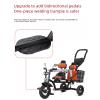 JIYIAN 3-in-1 Kids Stroller Adjustable Push Handle Double Seats Tricycle,Outdoor Trolley Trike with Rotatable Seat,Inflation-Free Wheels,Adjustable Push Handle Tandem Stroll,Pink view 3