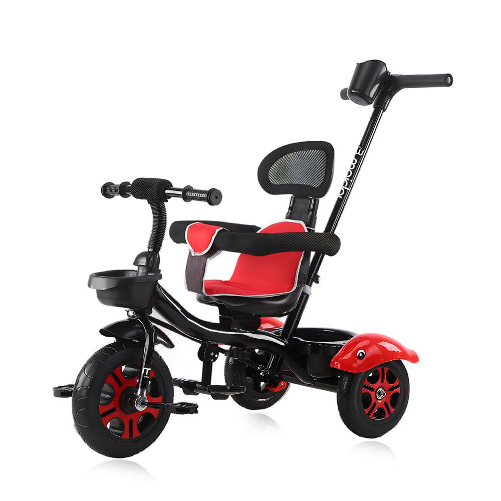 Oisei 4 in 1 Kids Tricycle Kids Trike,Kid Tricycle Stroller for 1-6 Year Olds,Boy & Girl Kid Stroller with Push Handle,Removable Guardrail,Adjustable Seat,Safety Guard,Black