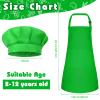 Bouiexye 1 Set Kids Apron and Chef Hat Set Children Apron Adjustable with 2 Pockets Children Chef Painting for Cooking Baking Painting Crafts Making (Green) view 2